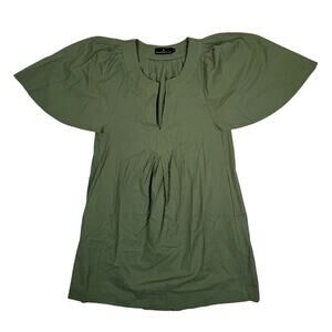 Tuckernuck Pomander Place Finley Cotton Flutter Sleeve Sage Green XS